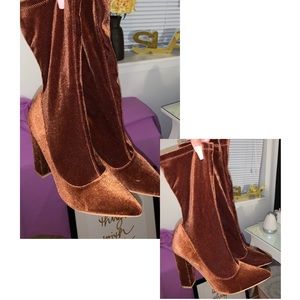 Satin Ankle high heel boots